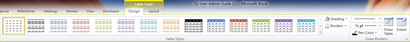 Word_Table Tools_Design Tab